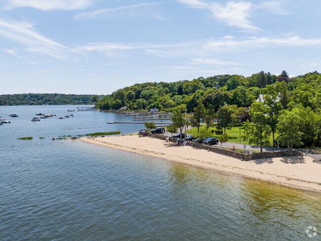 Laurel Hollow’s Village Hall provides a quiet waterfront spot for swimming and recreation.
