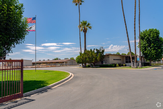 The flag flies high infront of the office at Buttonwillow Elementary School.