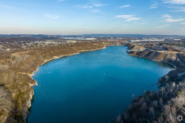 The quarry lake offers a peaceful retreat in Upper Nazareth Township.