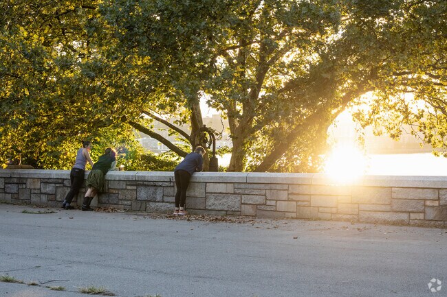 Upper West Side residents can relax and take in the sunset over the Hudson River.