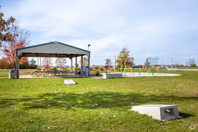 Hetchler Park offers open green space and pavilions for family gatherings in Cortland.