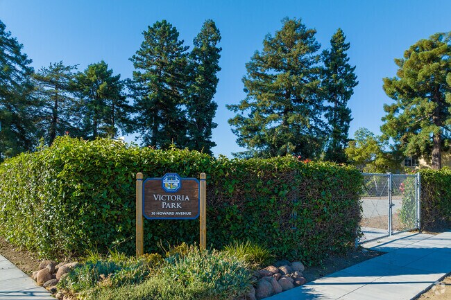 Victoria Park in San Mateo has playgrounds and Basketball Courts.
