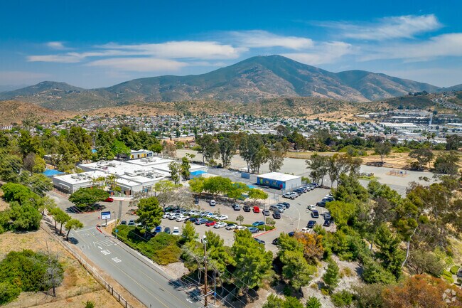 A view from above Loma Elementary School shows the surrounding mountainside.