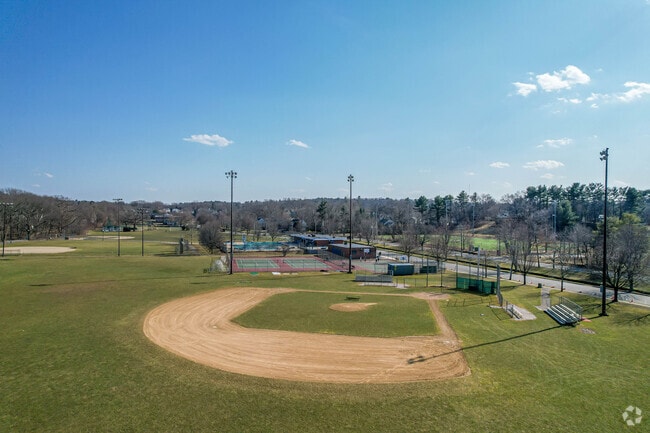 There are baseball fields in Albemarle Playground for residents to use in Nonantum.