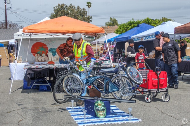 A custom Low Rider bicycle is on display at the Easter Festival Pop-Up Market in Lomita.