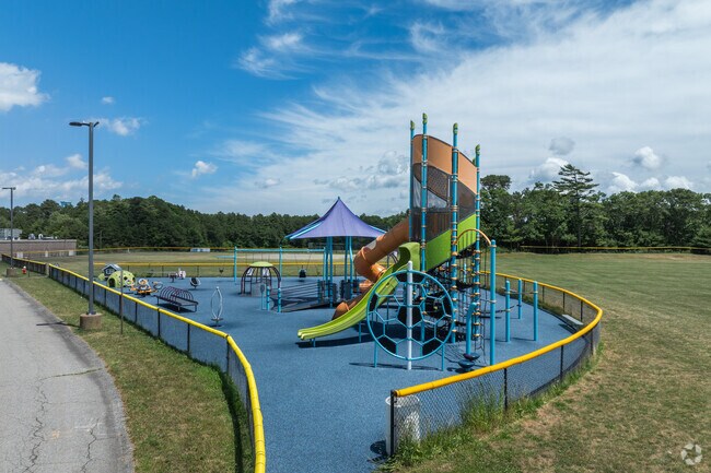 Bourne Middle School students can burn off some extra energy on the plyground.