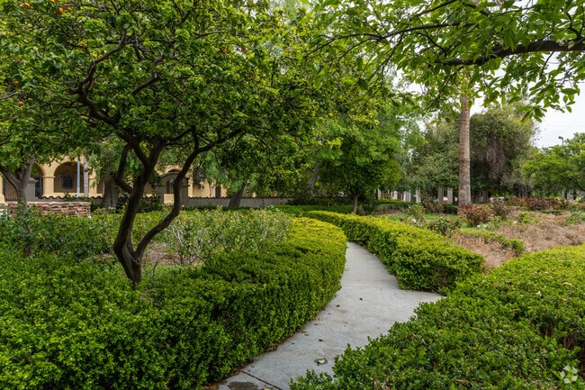 Brand Park in Mission Hills features manicured greenery and colorful wildflowers.