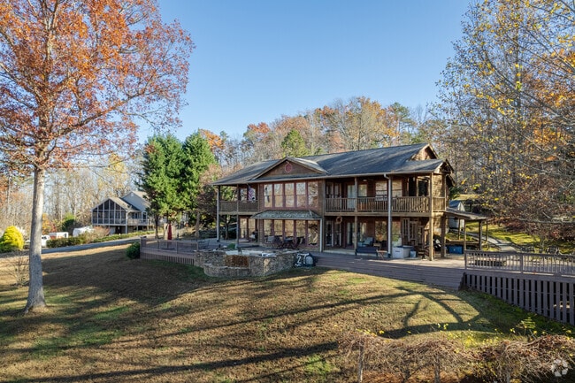 Large cabin style homes with large front yards can be found all throughout Pumpkintown.