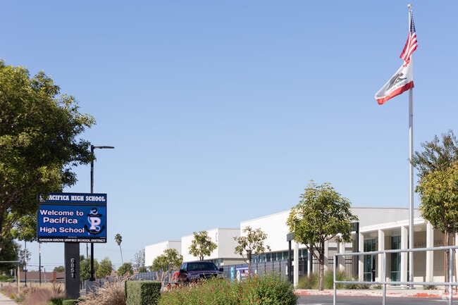 Flags fly high at Pacifica High School in Garden Grove.