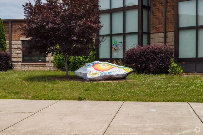 Birthday decorative stone on Caleb's Creek Elementary School in Kernersville NC