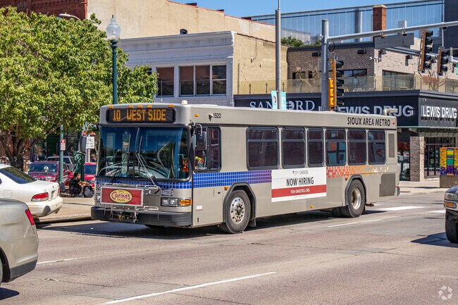 The bus system in Downtown Sioux Falls allows easy access to the rest of the city.