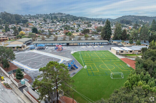 Laurel Elementary School has a soccer field and multiple basketball courts.