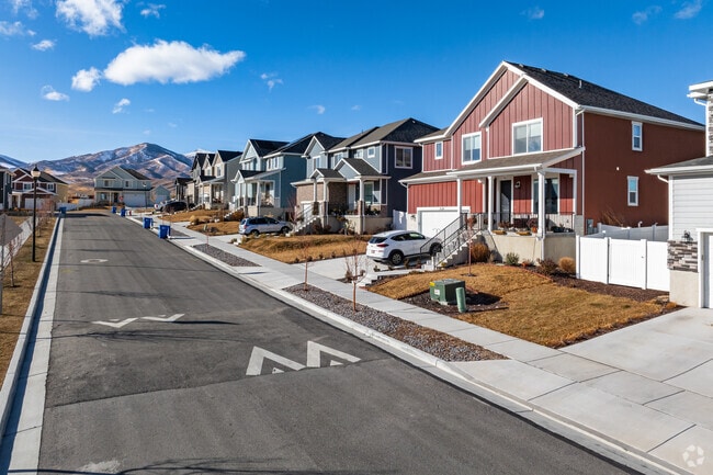 Picturesque homes have stunning mountain views in West Jordan, Utah.