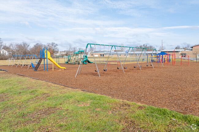 Crossroads Elementary School has a large playground behind the main building.