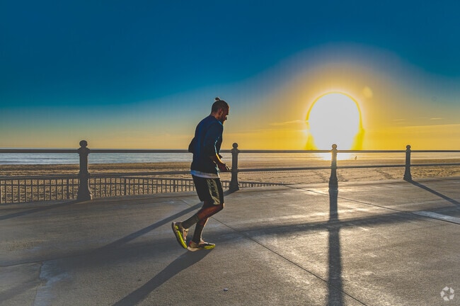 Fitness savvy Bow Creek residents head down to the boardwalk for a sunrise run along the beach.