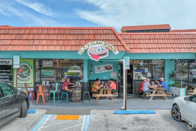 DJ's Clam Shack offers convenient seafood options near the beach.