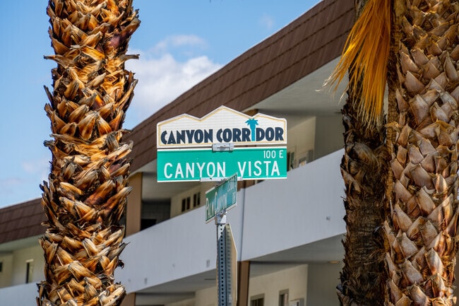 Enjoy sunny skies and mountain backdrops daily in the scenic Canyon Corridor neighborhood of Palm Springs.