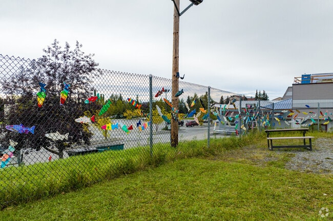 Students can take a break at the green spaces in Pacific Northern Academy.