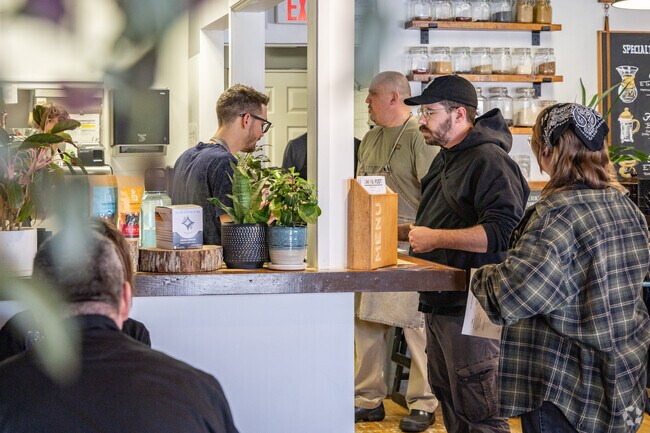 Residents of Brookline order hot food at Oak Hill Post.