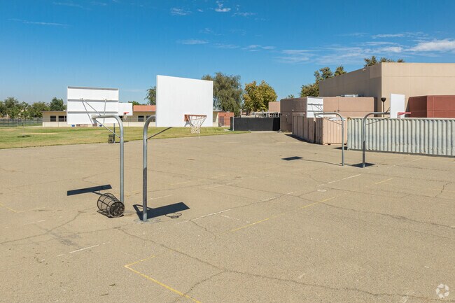 The students of Huron Middle School  can play a quick game of hoops during recess.