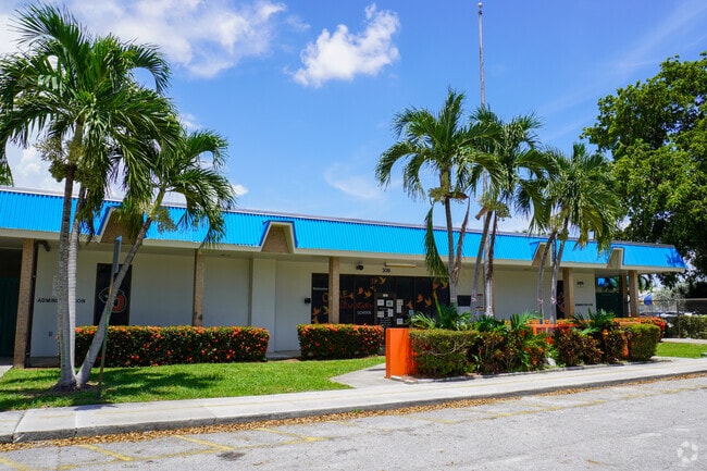 The main entrance to Oriole Elementary School in Lauderdale Lakes, FL.