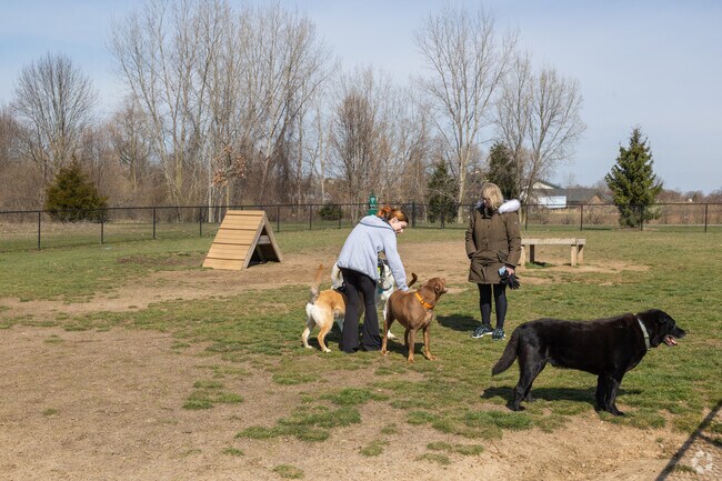 Whistle Stop park in Byron Center has a several dog parks for small and larger dogs.