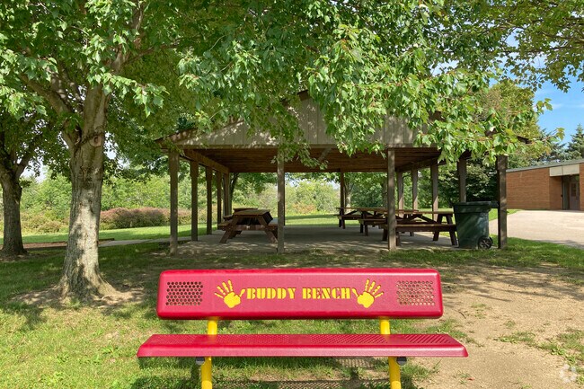 Fishcreek Elementary School
has a buddy bench and picnic area.