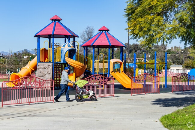 Sunshine park in South San Jose Hills features a playground and seasonal splash pad.