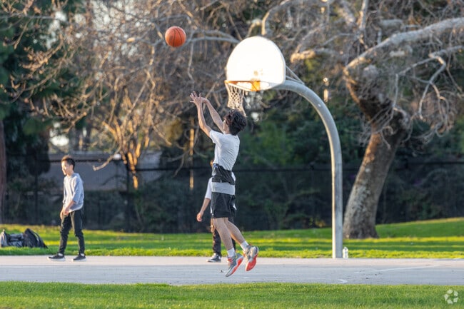 Residents can play basketball at the local parks in Koreatown.