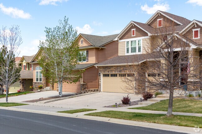 Craftsman style homes line the streets in the Villages of Parker neighborhood.
