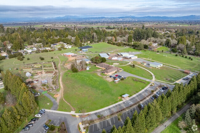 Sebastopol Independent Charter School offers a sprawling campus when viewed from above.