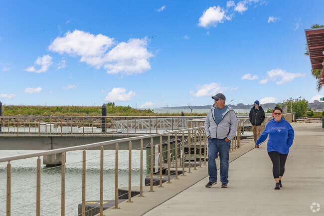 Fort Pierce residents enjoying a stroll along the boardwalk marina downtown.