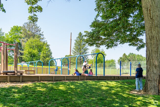 The playground at Bloomsburg Town Park draws families from surrounding neighborhoods.