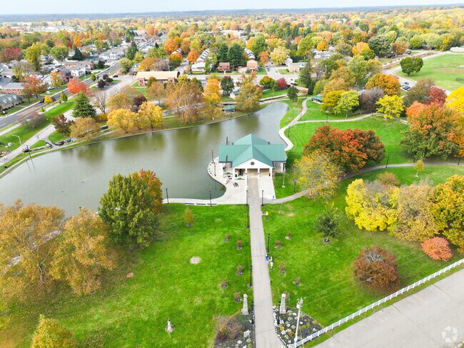 Shawnee Park has a large pond near the residential streets of Xenia.