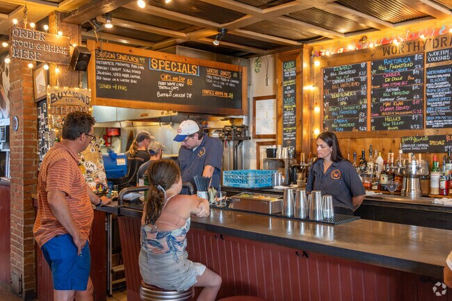 Worthy Burger draws locals with craft burgers and Vermont IPAs.