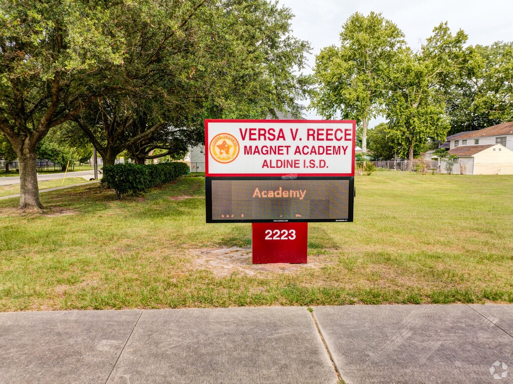 Pylon signage at Reece Academy in Acres Homes, TX.