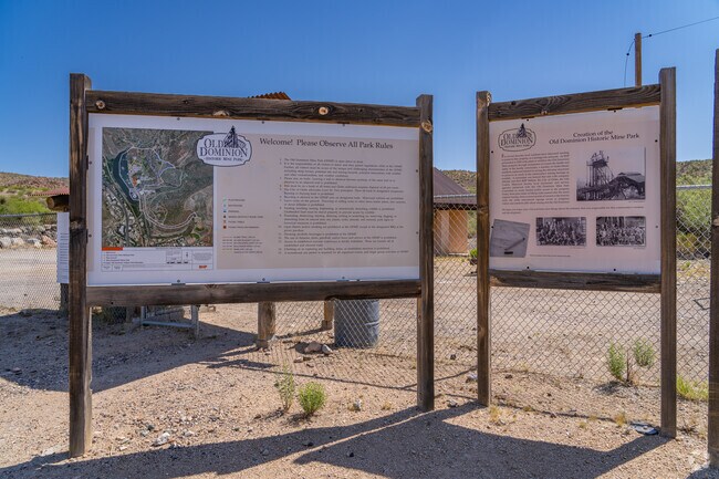 Old Dominion Historic Mine Park preserves the area’s mining legacy with interpretive signs, walking trails, and remnants of the historic copper mining operations that once fueled the region.