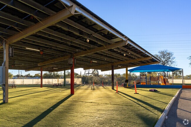 Theres plenty of covered areas for students to enjoy at La Paloma Academy k-8 school in Tucson,