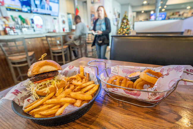 Enjoy a tasty burger at Mugshots near Fairmont.