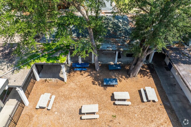 Children enjoy outside seating at Newberry Christian Community School.