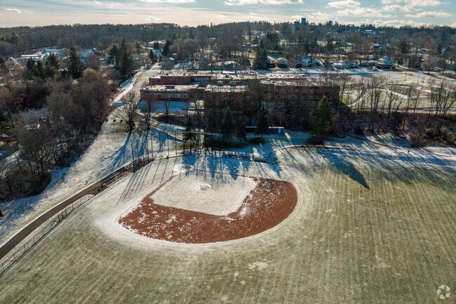A closer look at a baseball field at Onondaga Hill Middle School.