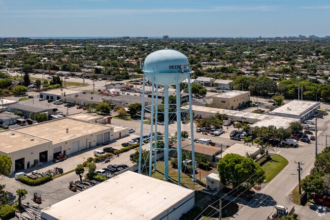 A landmark tower rises in Deerfield West near Deerfield Beach.