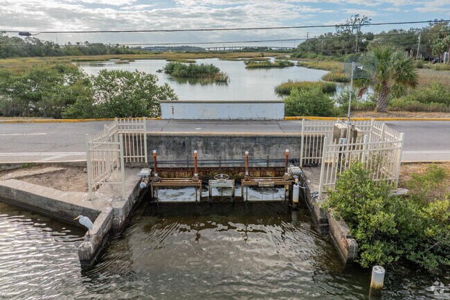 The dam on Maria Sanchez Lake helps regulate flooding in much of Saint Augustine.