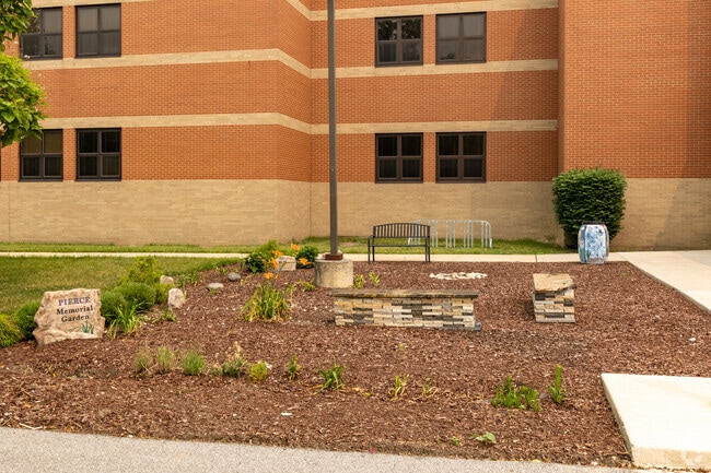 Pierce Memorial Garden with places to sit, Pierce Middle School, Schererville, IN.