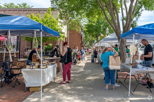 Grove City Farmers Market takes place in the city's downtown Broadway District.
