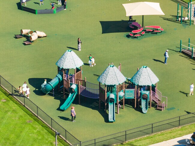 Southampton Elementary School has a large playground behind the school.