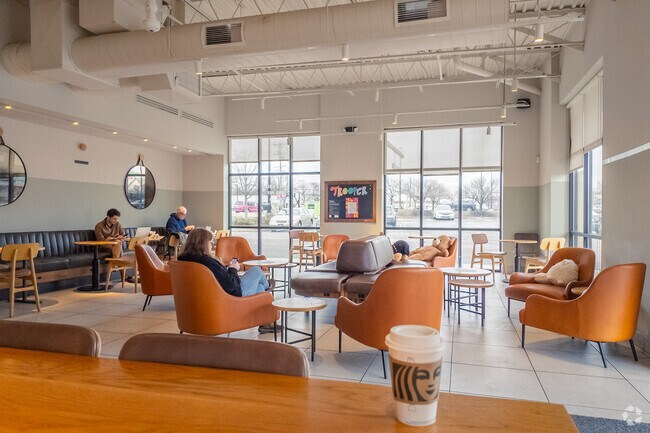 A nearby Starbucks is a popular workspace for Eagleville residents.