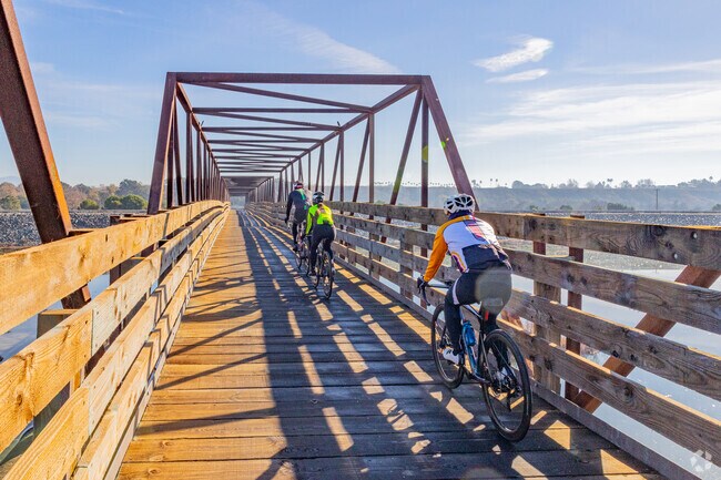 The Santa Ana River Trail connects to LeBard Park.