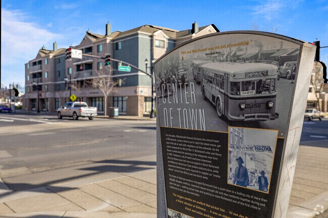 Iron Triangle revealed Historical explanation sign enlightens visitors.