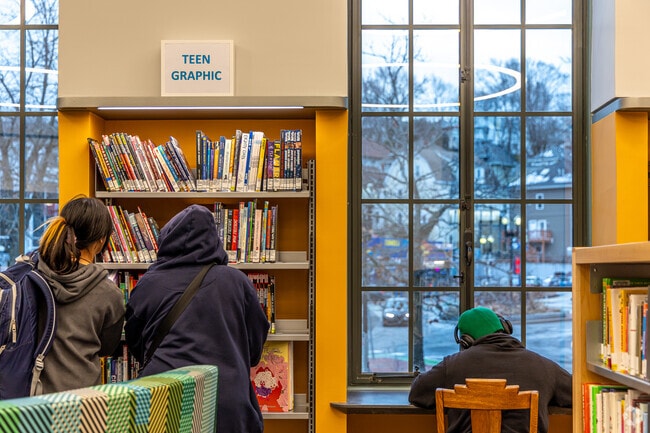 Boston Public Library branch in Brighton is the perfect place to enjoy a book with a friend.